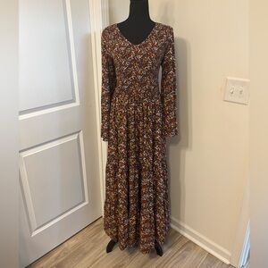 Fall Floral Long Sleeve Maxi Dress